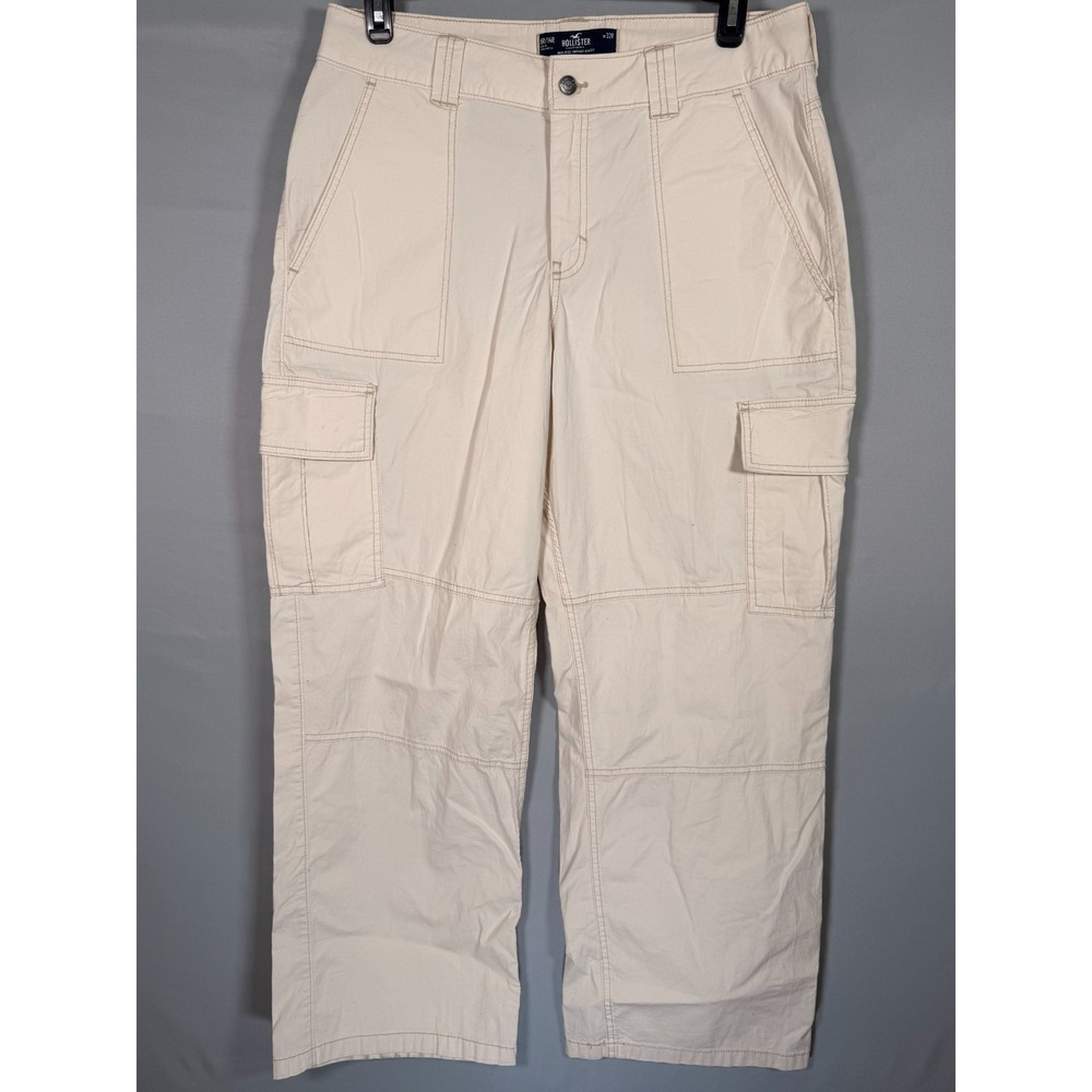 Hollister Pants Women High Rise Vintage Baggy Cargo‎ Beige 15R/14R 34x30.5"